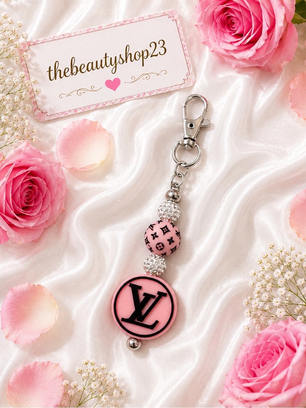 Handmade L V Pink & Black Boujee Bag Charm